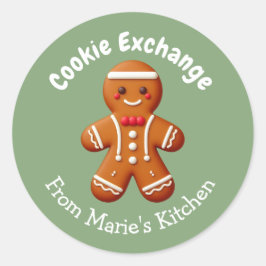Bewerkbare kerst Cookie Exchange Party Ronde Sticker