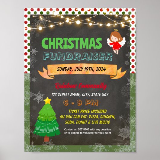 Bewerkbare kerst engel boom fundraiser flyer poster (Voorkant)