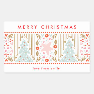 bewerkbare Kerst Feestelijke Kerst Sfeervolle Stic Rechthoekige Sticker