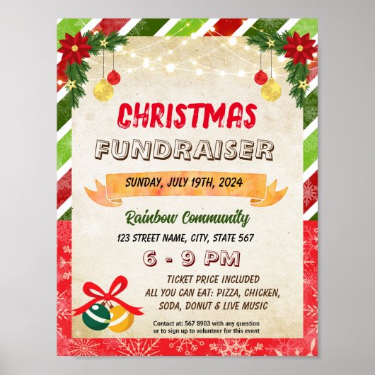 Bewerkbare kerst ornament Fundraiser Flyer Poster (Voorkant)