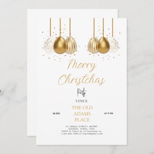 Bewerkbare Kerst Party Invitation Sjabloon Kaart (Voorkant / Achterkant)