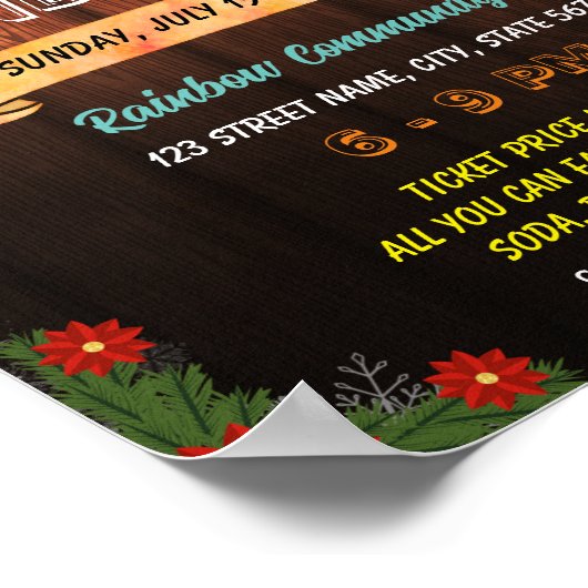 Bewerkbare kerst potluck event flyer poster (Hoek)