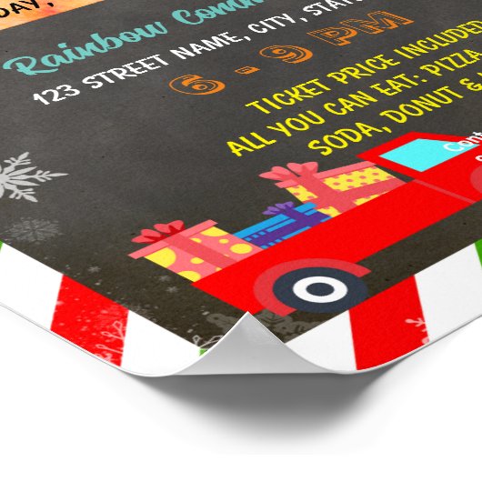 Bewerkbare kerst speelgoed drive Fundraiser Flyer Poster (Hoek)