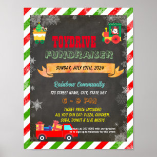 Bewerkbare kerst speelgoed drive Fundraiser Flyer Poster