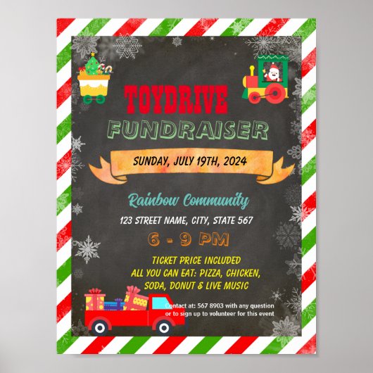Bewerkbare kerst speelgoed drive Fundraiser Flyer Poster (Voorkant)