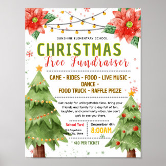 Bewerkbare kerstboom fondsenwervingsflyer poster