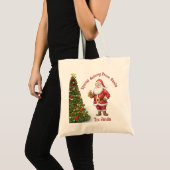Bewerkbare Kerstboom Kerstman met Cadeau Tote Bag (Voorkant (product))
