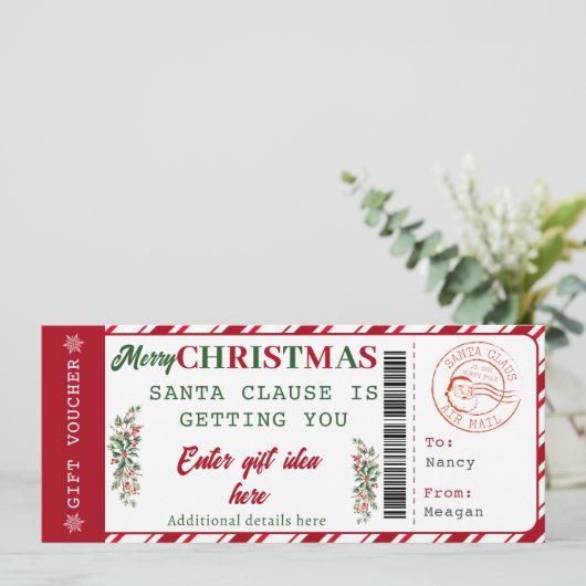 Bewerkbare kerstcadeaubon | Kerstcoupon (Staand voorkant)