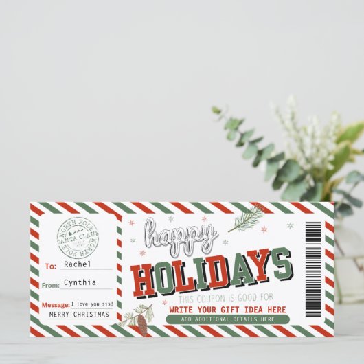 Bewerkbare kerstcoupon Sjabloon (Staand voorkant)