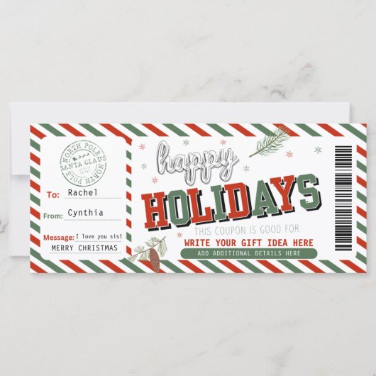 Bewerkbare kerstcoupon Sjabloon (Voorkant)