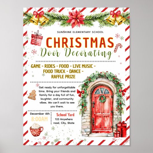Bewerkbare kerstdeur decoratie flyer (Voorkant)