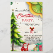 Bewerkbare Kerstfeest Uitnodiging, Printbare Briefpapier (Voorkant)