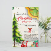 Bewerkbare Kerstfeest Uitnodiging, Printbare Briefpapier (Staand voorkant)