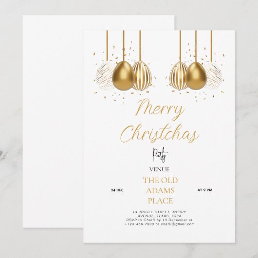 Bewerkbare Kerstfeest Uitnodiging Template (Voorkant / Achterkant)