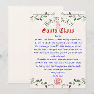 Bewerkbare kerstman brief sjabloon afdrukbaar kaart