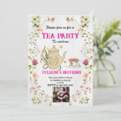 Bewerkbare Kersttheeuitnodiging Feestdagenkaart (Staand voorkant)