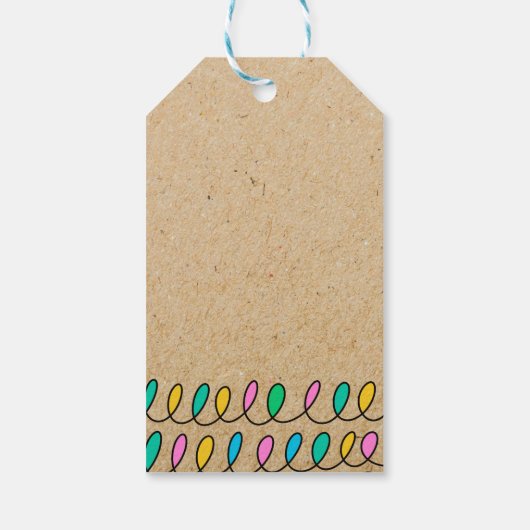 Bewerkbare kerstverlichting Rustic Kraft Gift Labe Cadeaulabel (Achterkant)