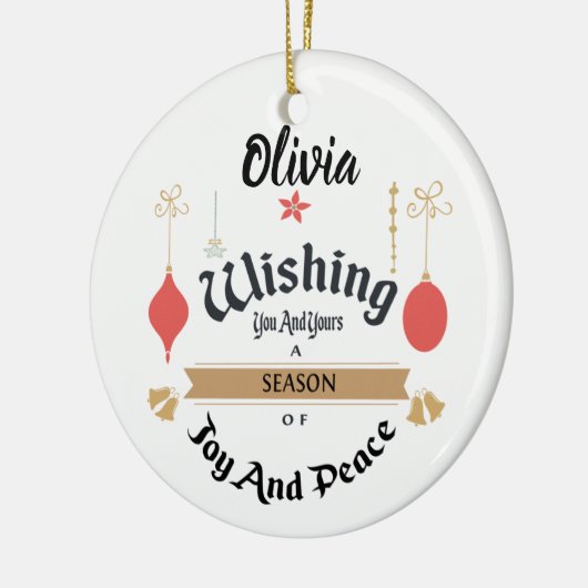 Bewerkbare kerstversiering keramisch ornament (Links)