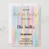 Bewerkbare Kinder Art Party Kaart met kleurrijke b (Voorkant)