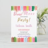 Bewerkbare Kinder Art Party Kaart met Rainbow Spla (Staand voorkant)