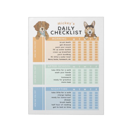 Bewerkbare Kinder dagelijkse taak Chore-to-do chec Notitieblok (Linkerzijde)