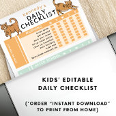 Bewerkbare Kinder Dagelijkse Taakkarwei Checklist  Poster