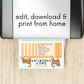 Bewerkbare Kinder Dagelijkse Taakkarwei Checklist Poster