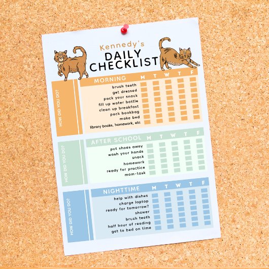 Bewerkbare Kinder Dagelijkse Taakkarwei Checklist  Poster