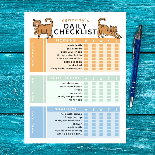 Bewerkbare Kinder Dagelijkse Taakkarwei Checklist  Poster