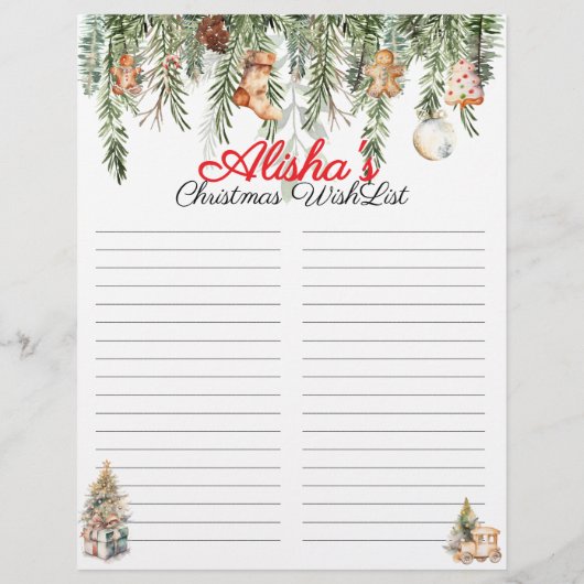 Bewerkbare Kinder kerstkerstwensenlijst (Achterkant)