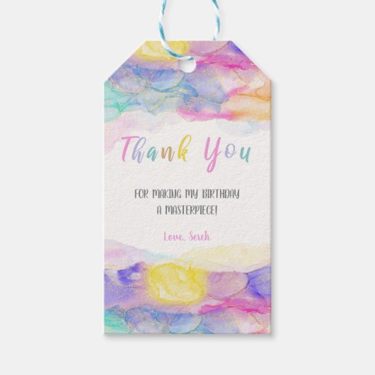 Bewerkbare Kinder kunstpartij geeft de voorkeur aa Cadeaulabel (Voorkant)