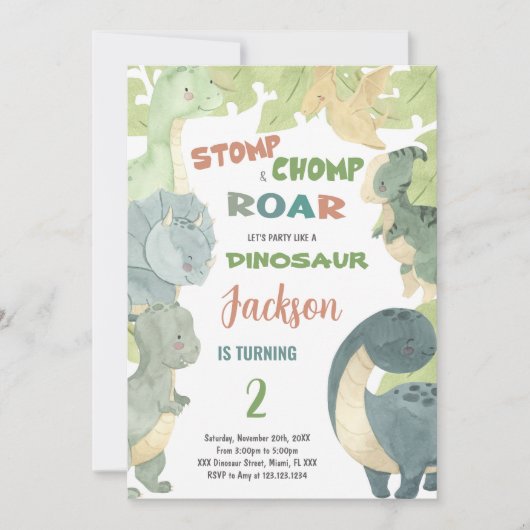 Bewerkbare Kinder partij Kaart met Schattigee T-Re (Voorkant)