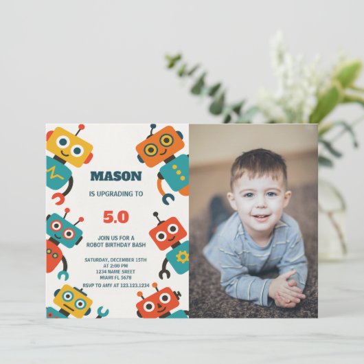 Bewerkbare Kinder partij Kaart voor jongens of mei (Staand voorkant)