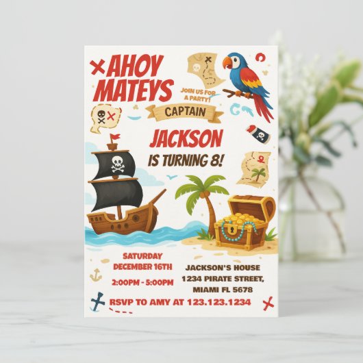 Bewerkbare Kinder Treasure Hunt Kaart (Staand voorkant)