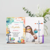 Bewerkbare Kinder Wetenschap Verjaardagsfeestfoto Kaart (Staand voorkant)