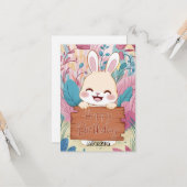 Bewerkbare kinderen Bunny digitale verjaardag Kaart (Voorkant / Achterkant in situ)
