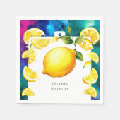 Bewerkbare Kinderen Lemon Verjaardag Servet (Voorkant)