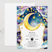 Bewerkbare kinderen maan verjaardag kaart (Voorkant / Achterkant)