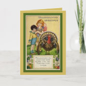 Bewerkbare  Kinderen met Turkije Thanksgiving Kaart (Voorkant)