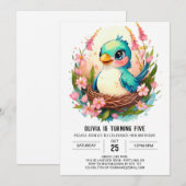 Bewerkbare Kinderen Vogel Verjaardag Kaart (Voorkant / Achterkant)