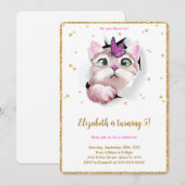 Bewerkbare kitten verjaardag uitnodiging (Voorkant / Achterkant)