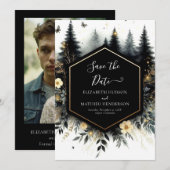 Bewerkbare Klassieke Betoverde Bos Bruiloft Save The Date (Voorkant / Achterkant)