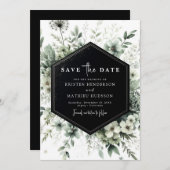 Bewerkbare Klassieke Bloemen Sage Groene Huwelijk Save The Date (Voorkant / Achterkant)