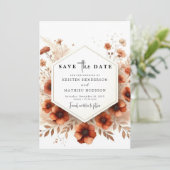 Bewerkbare klassieke terracotta bruiloft save the date (Staand voorkant)