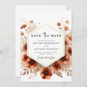 Bewerkbare klassieke terracotta bruiloft save the date (Voorkant / Achterkant)