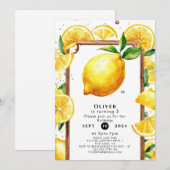 Bewerkbare kleine citroen verjaardag kaart (Voorkant / Achterkant)