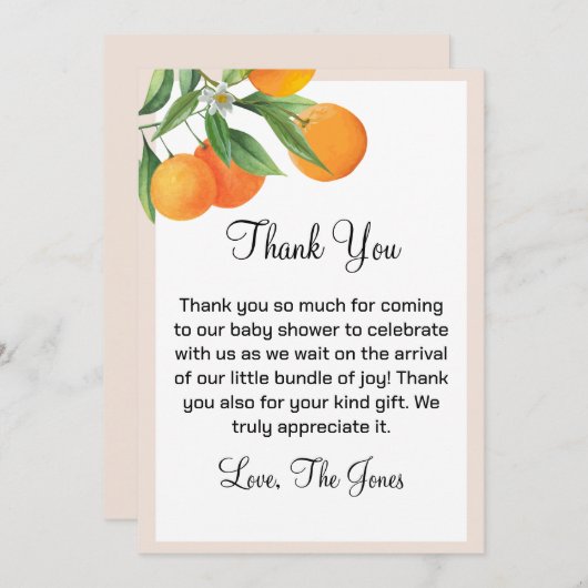 Bewerkbare kleine cutie Baby shower dank u kaart (Voorkant / Achterkant)