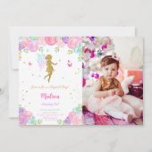 Bewerkbare kleine fee verjaardagsfeestfoto kaart (Voorkant)