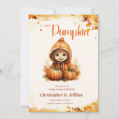 Bewerkbare kleine pompoen Baby shower uitnodiging, Kaart (Voorkant)
