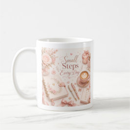 Bewerkbare Kleine Stapjes Elke Dag Motiverend Koffiemok